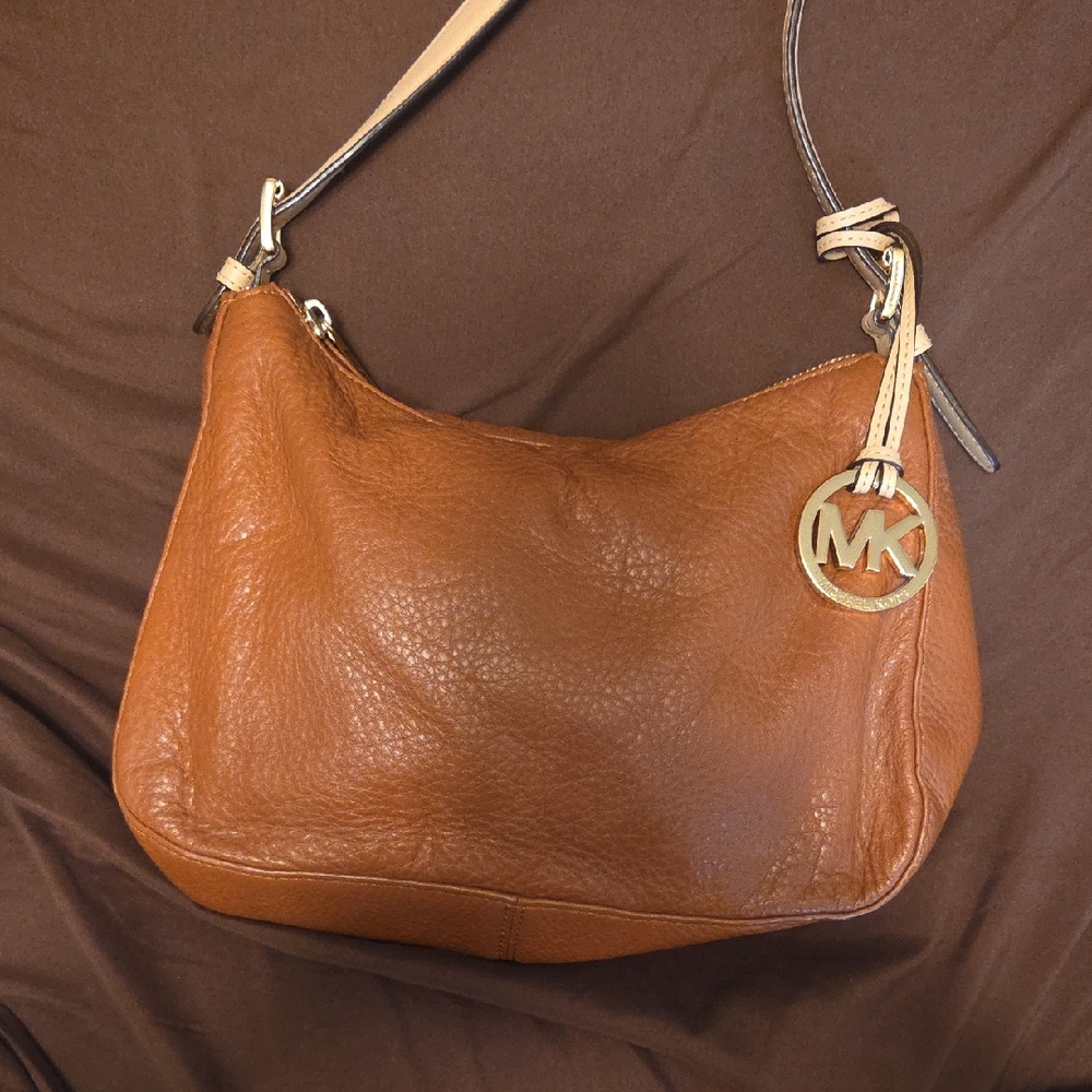 Michael Kors Tan Leather Shoulder Bag with Gold Accent